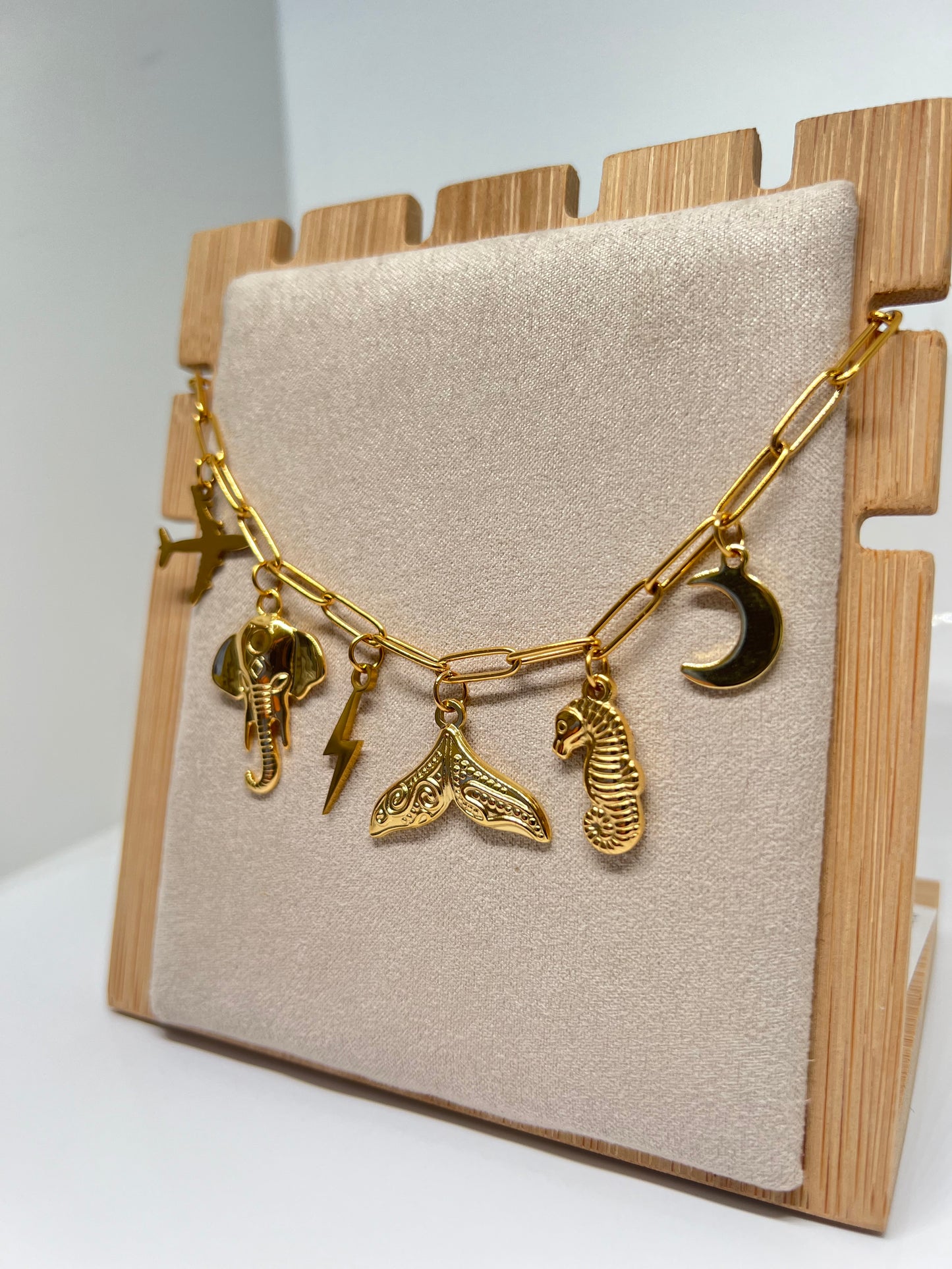 Collier charms Minimaliste • collier à breloques • collier d’été en acier inoxydable • collier à breloques doré