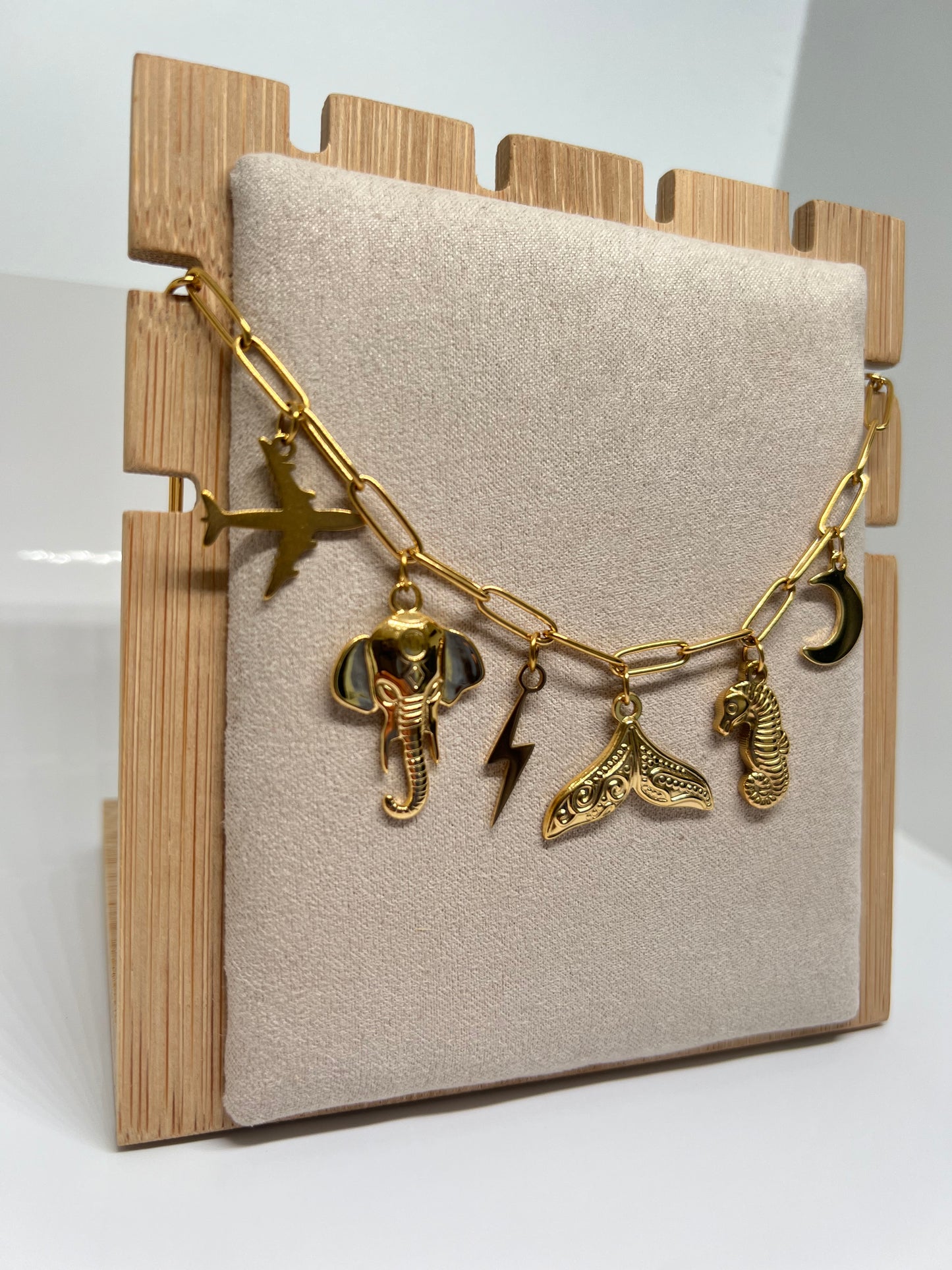 Collier charms Minimaliste • collier à breloques • collier d’été en acier inoxydable • collier à breloques doré