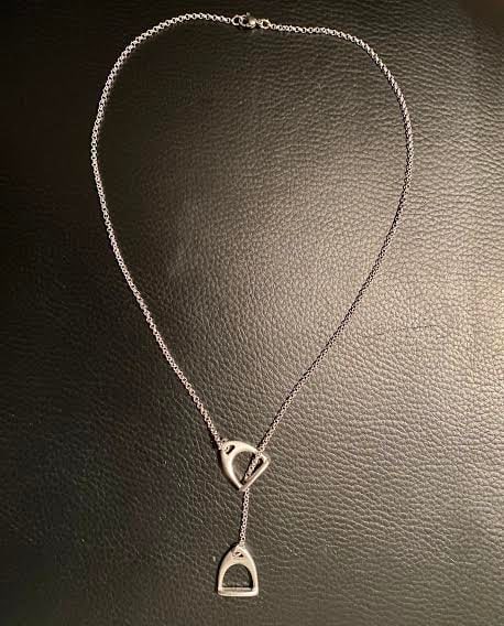 collier double etrier a chaine argent