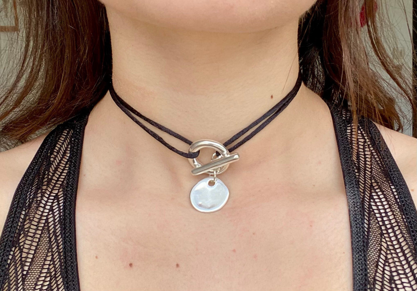 collier toggle pampille ronde