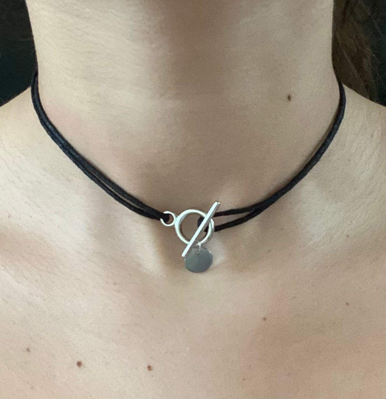 Collier toggle pampille ronde