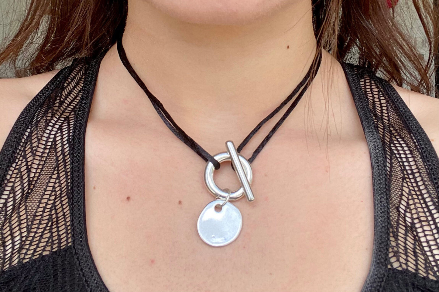 collier toggle pampille ronde