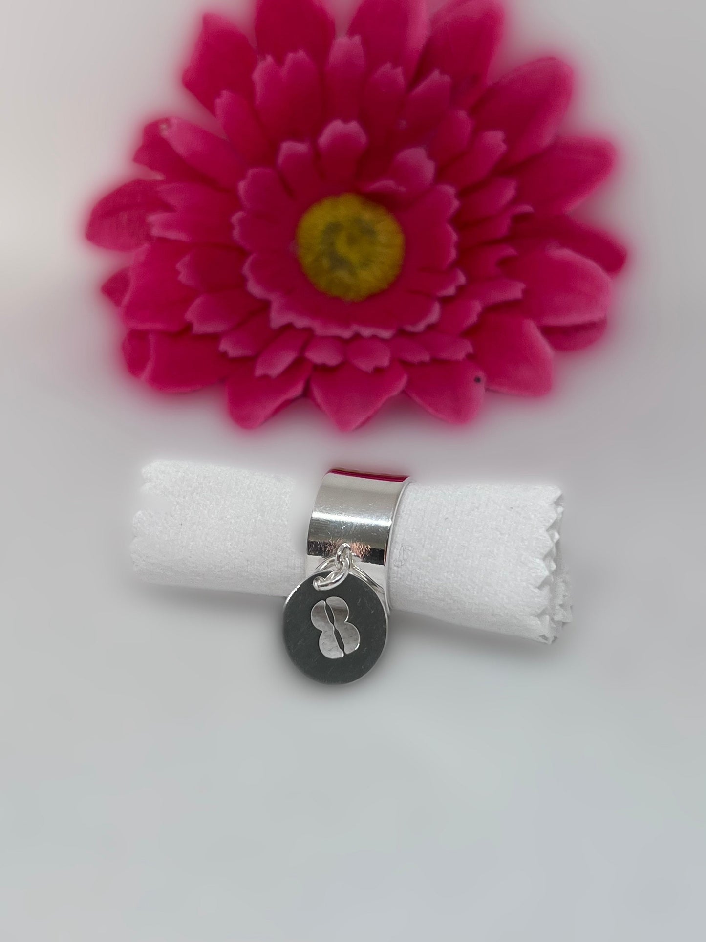 Bague argenté breloque numéro