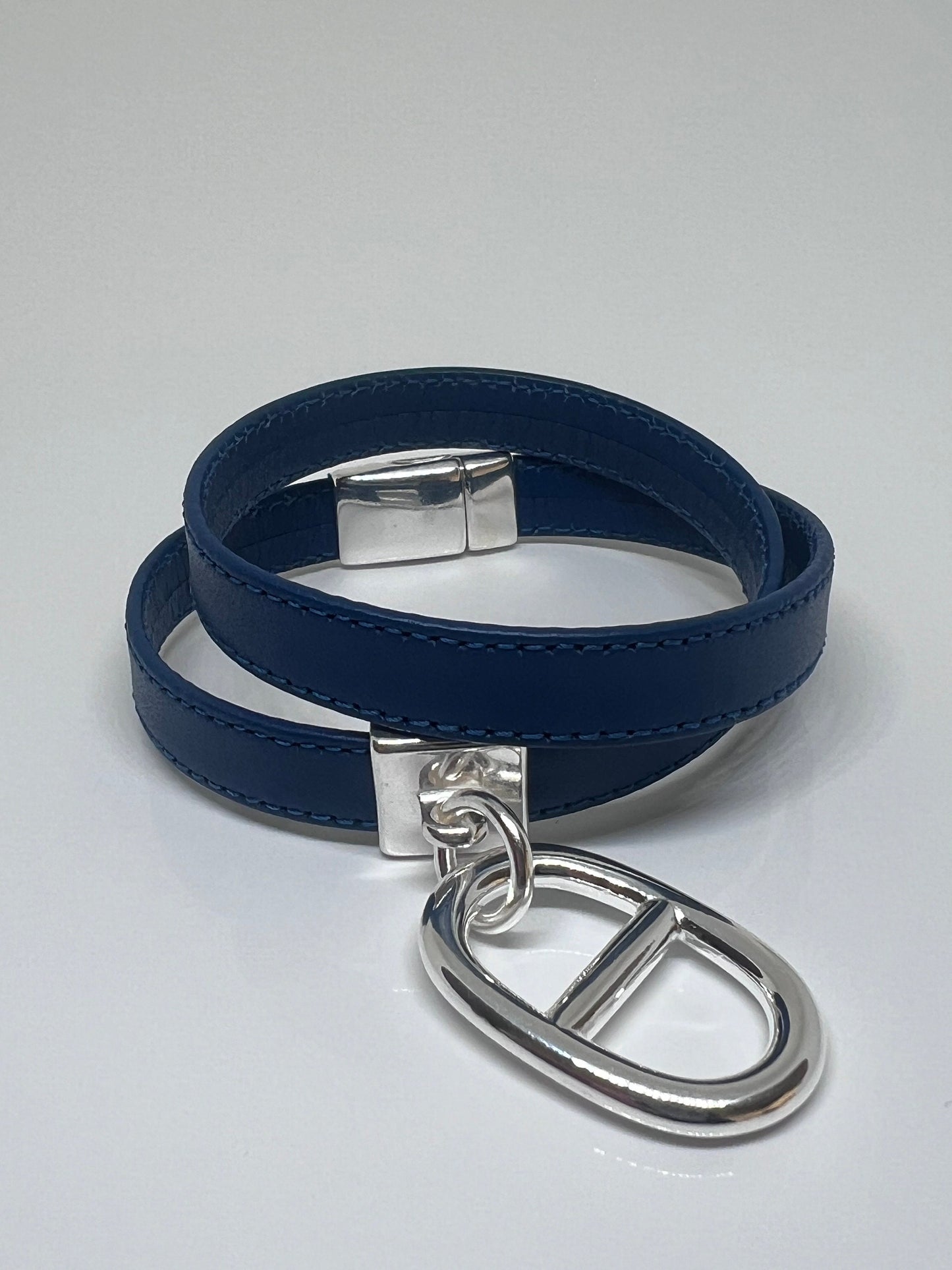 Bracelet cuir orange double tour