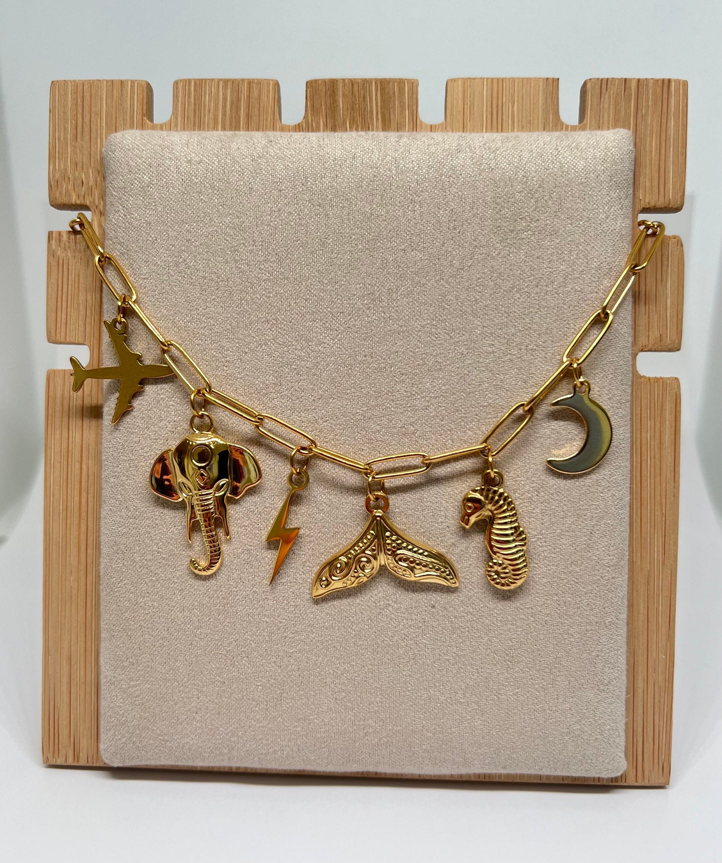 Collier charms Minimaliste • collier à breloques • collier d’été en acier inoxydable • collier à breloques doré