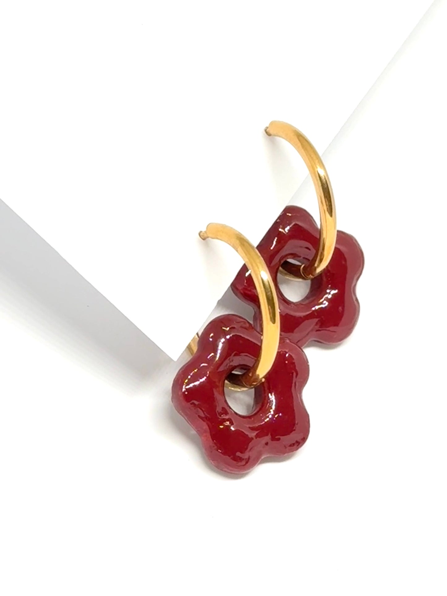 Boucles d’oreilles interchangeables Flora bordeaux