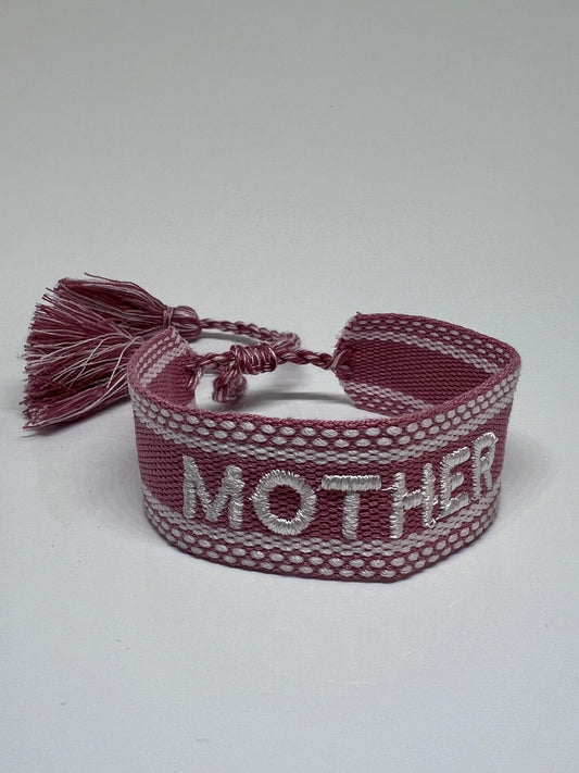 Bracelet brodé pompons Mother