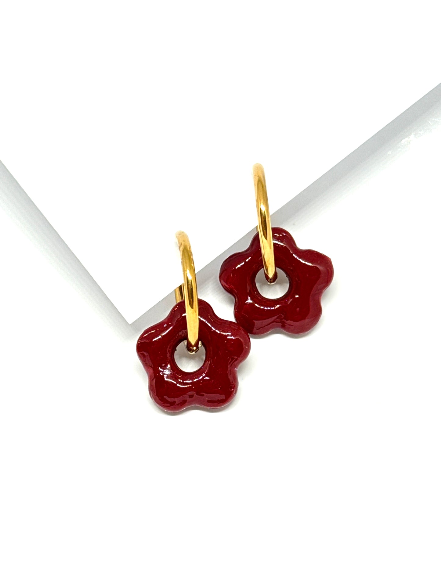 Boucles d’oreilles interchangeables Flora bordeaux