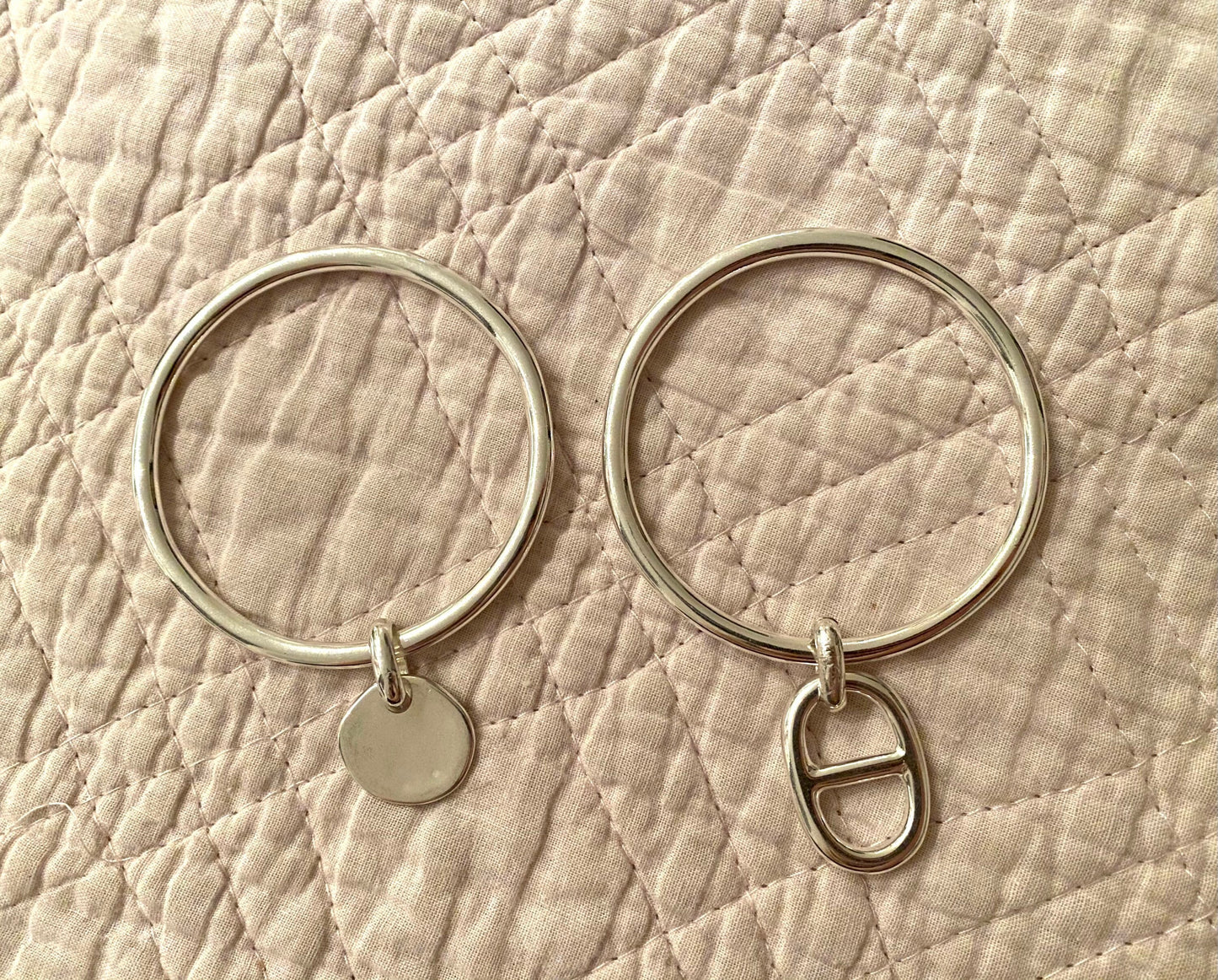 jonc argent pampille ronde