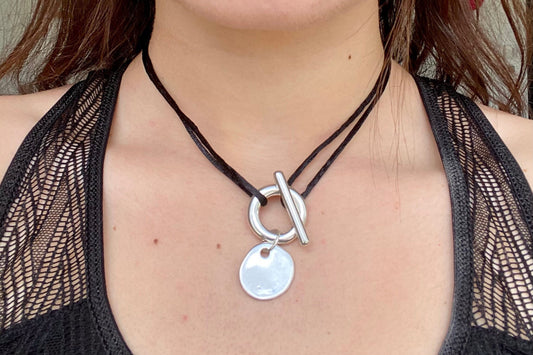 collier toggle pampille ronde