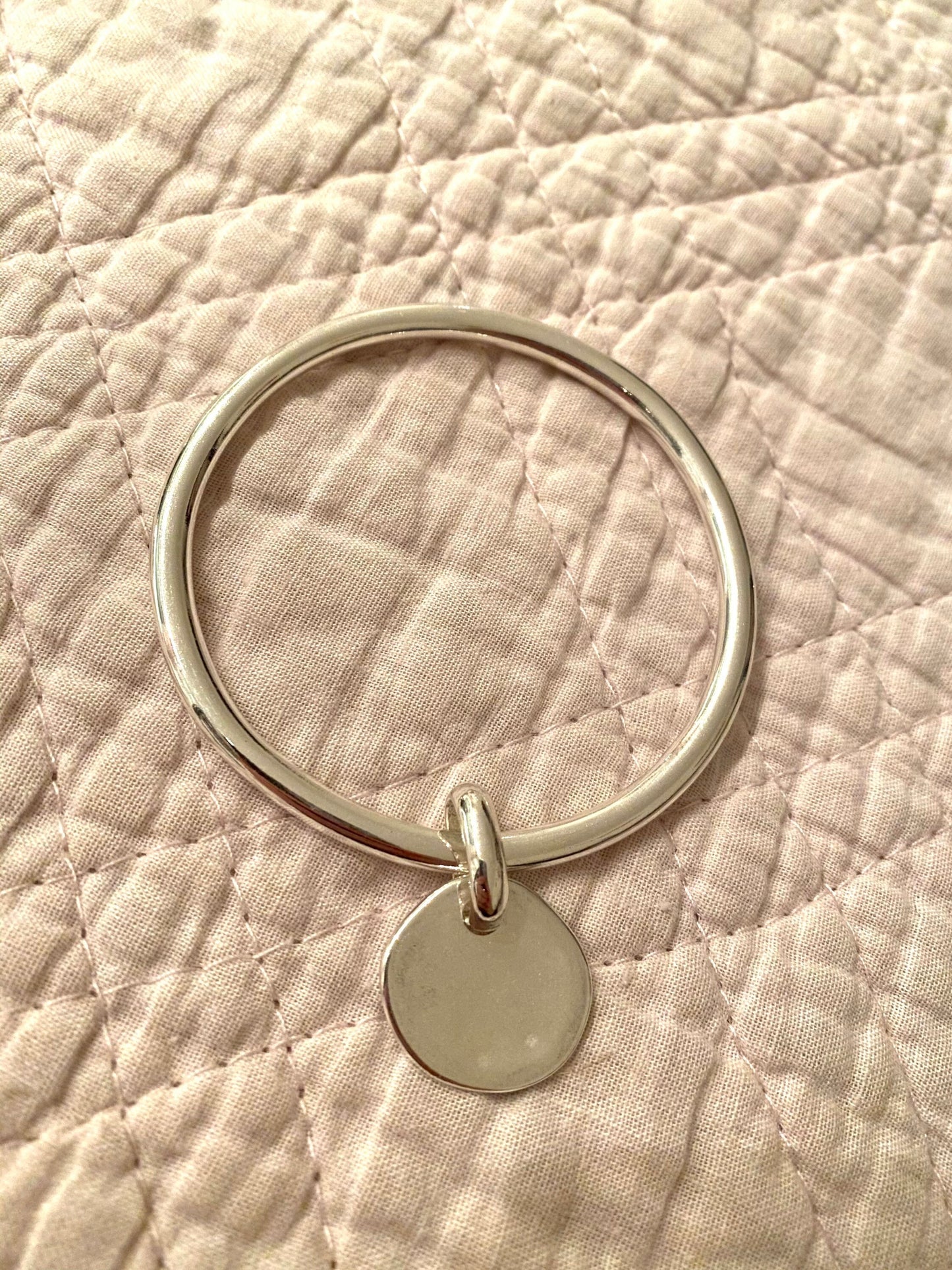 jonc argent pampille ronde