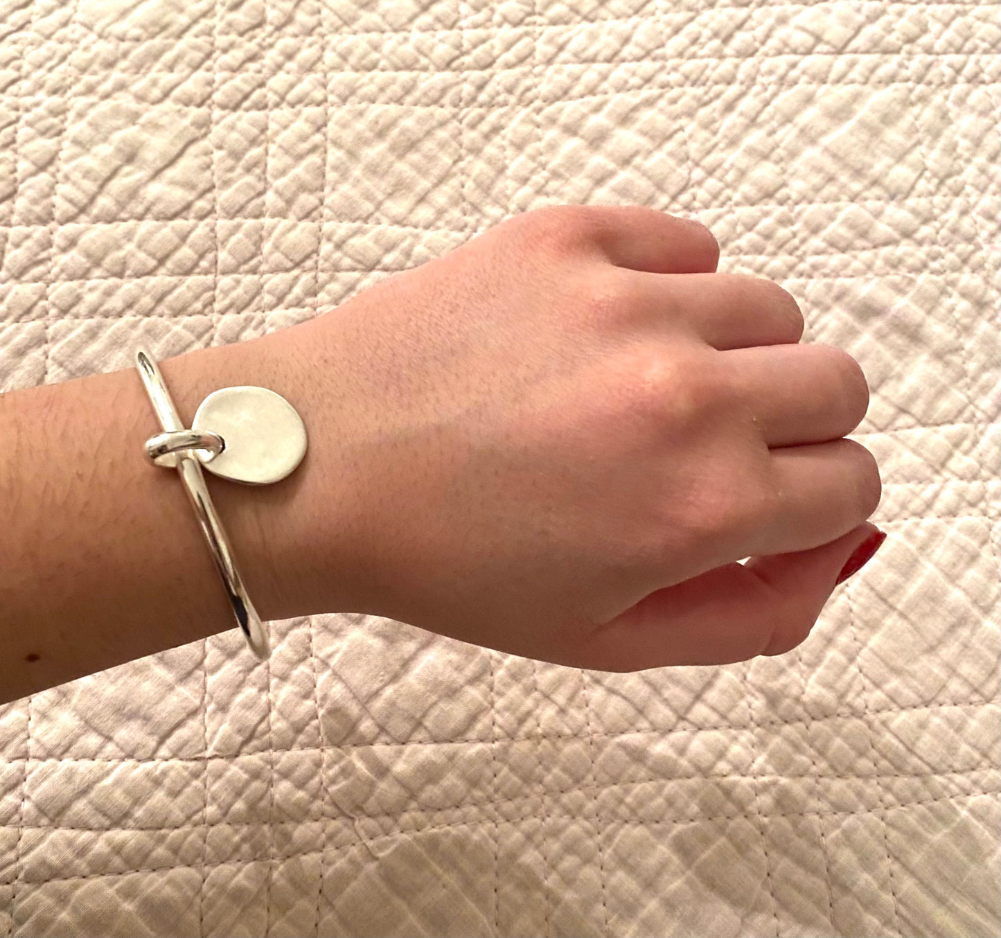 jonc argent pampille ronde