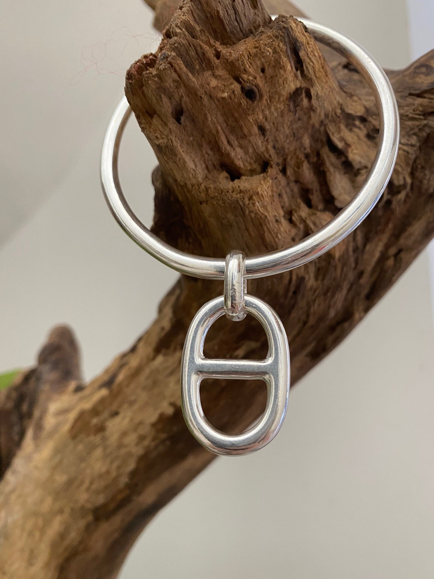 jonc argent pampille ronde