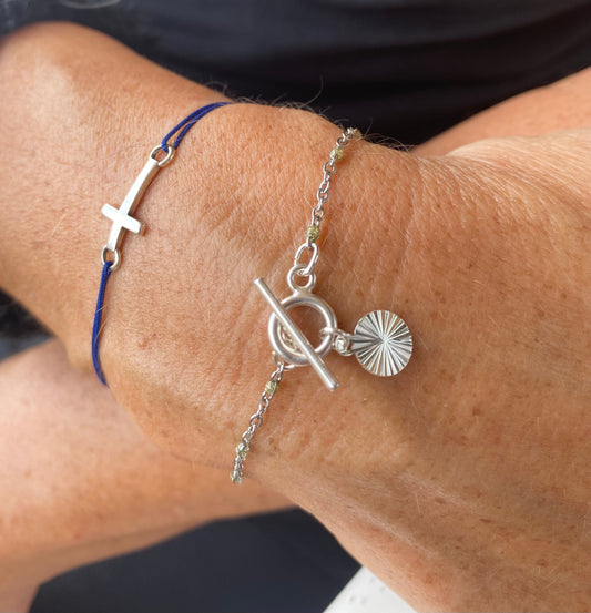 bracelet mini toggle chane perle breloque ronde