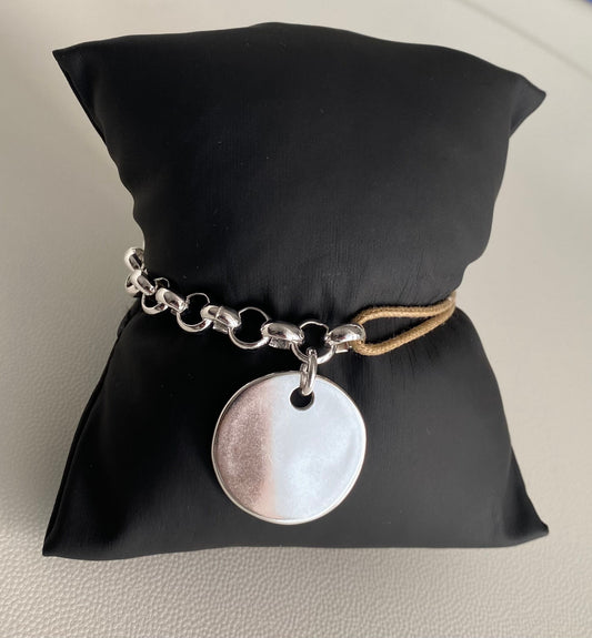 bracelet grosse mdaille - chaine et cordon