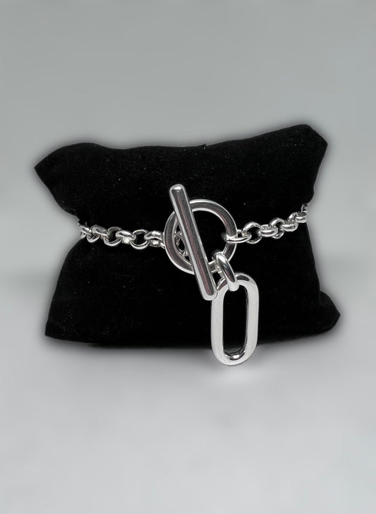 bracelet toggle chane breloque maille ovale