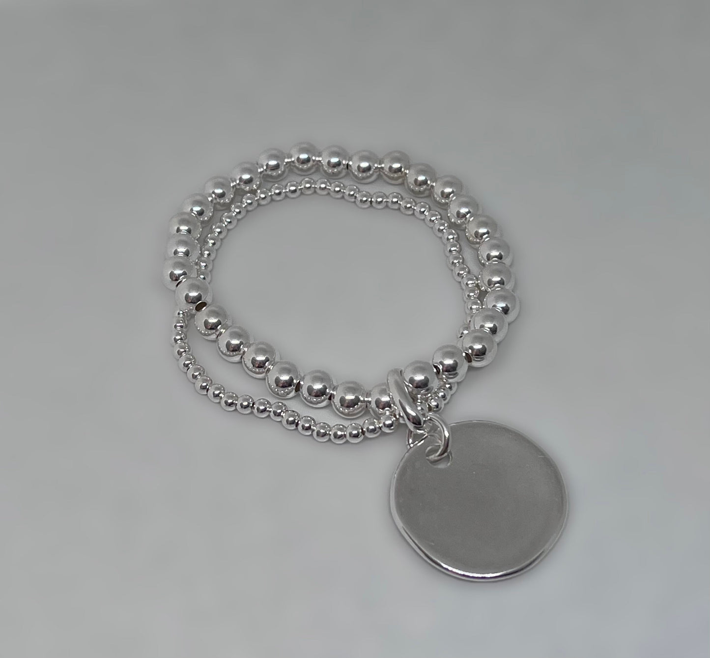 Bracelet de perles double rang en argent 925