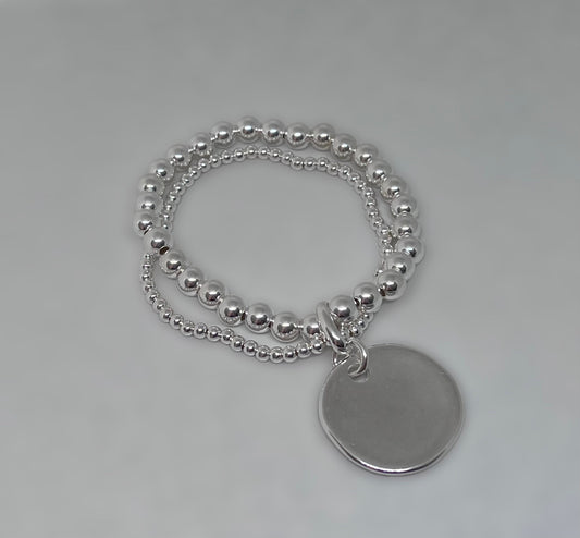 Bracelet de perles double rang en argent 925