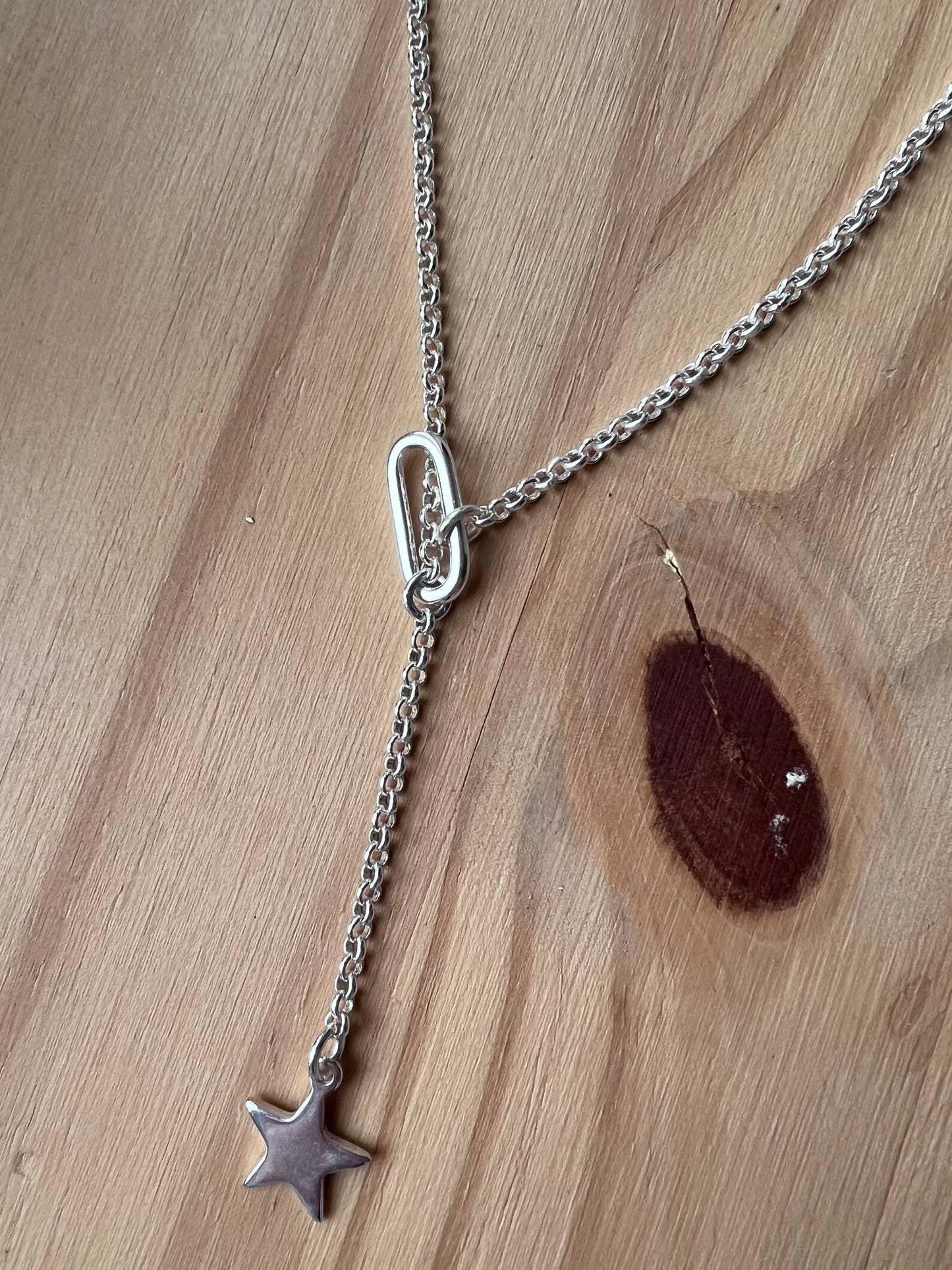 Collier sautoir argent toile et maillons ovales