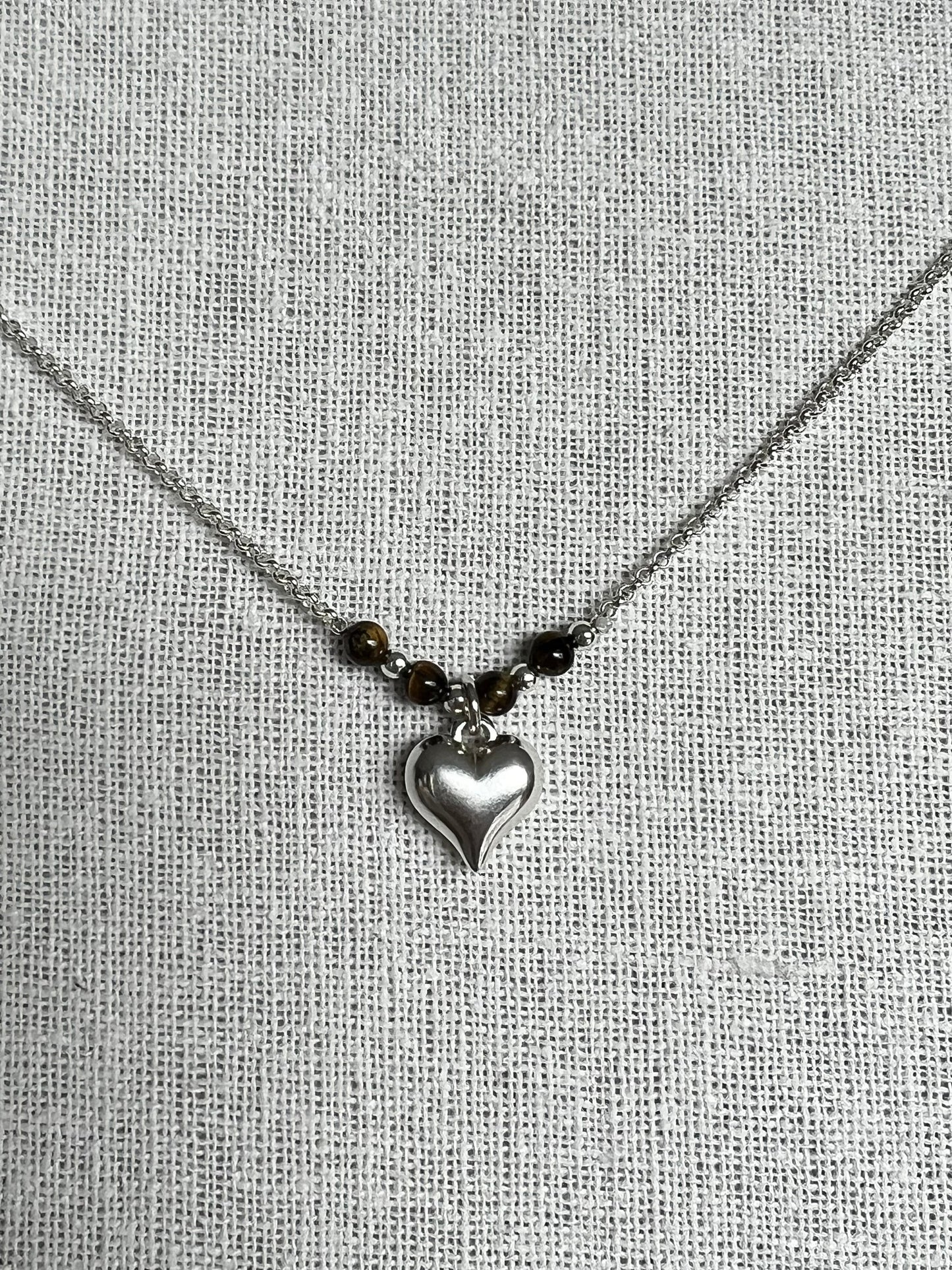 Collier perles&chaine coeur bomb