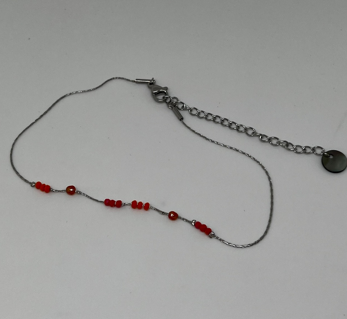 Chane de cheville perles acier inoxydable