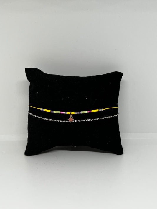 Chane de cheville perles acier inoxydable