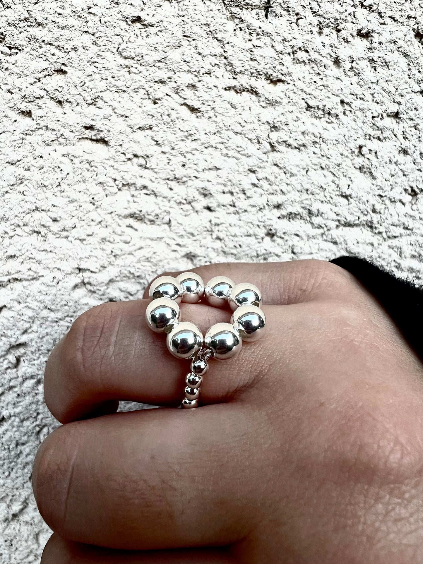 Bague Fleur en perles en argent
