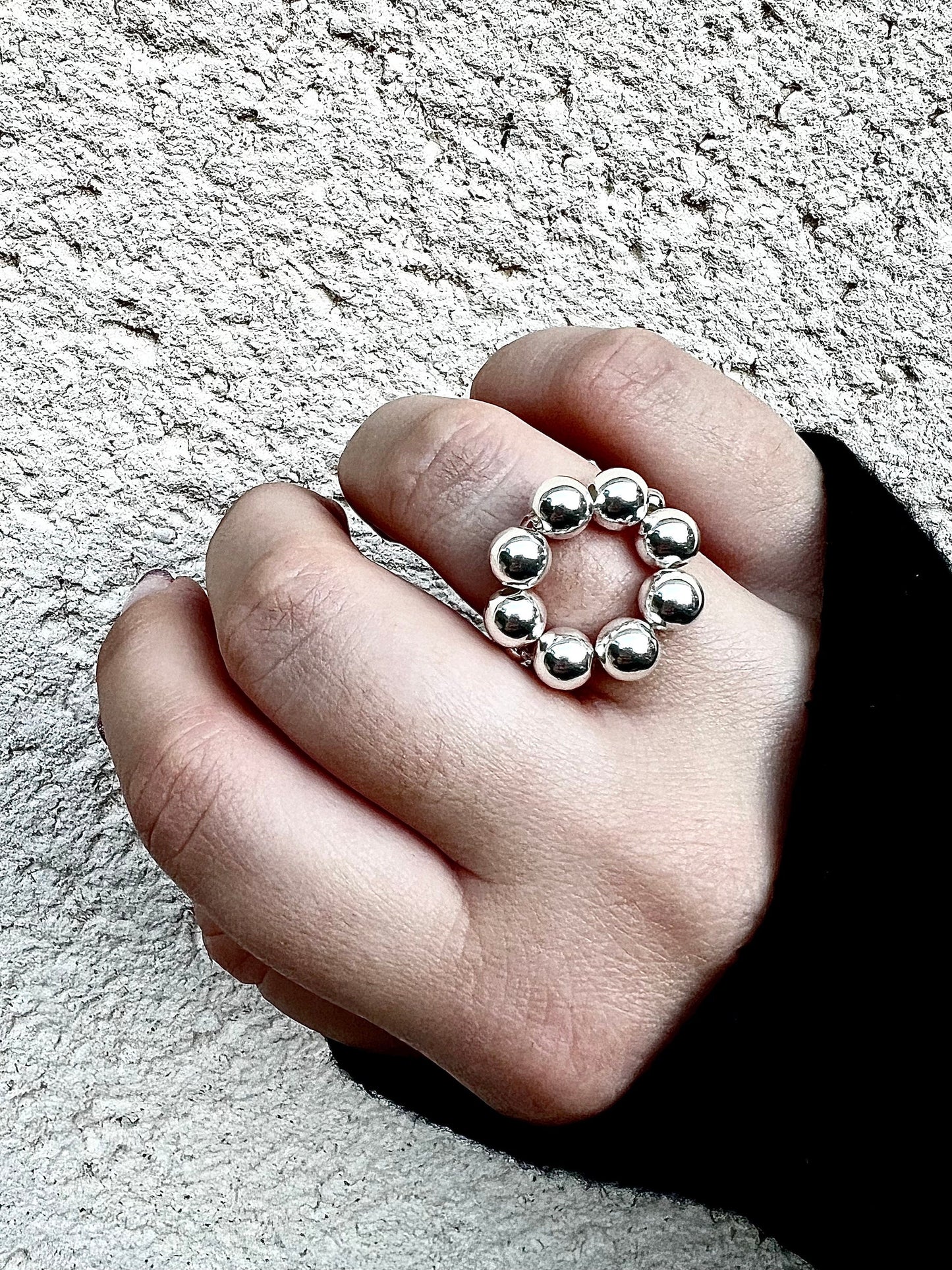 Bague Fleur en perles en argent