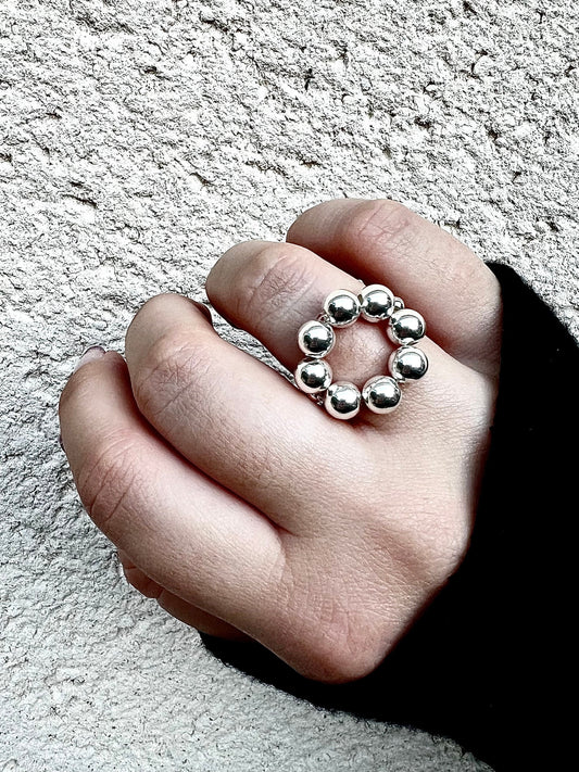 Bague Fleur en perles en argent
